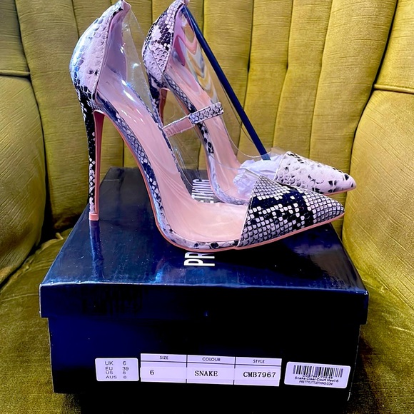 PrettyLittleThing Shoes - Brand new never worn Pretty Little Thing snake print heels